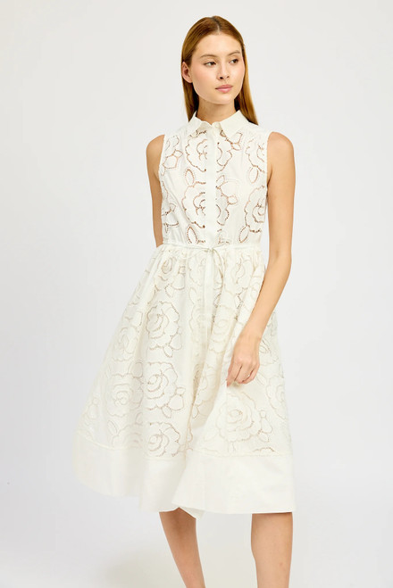 Chloe Belted Midi Dress - White